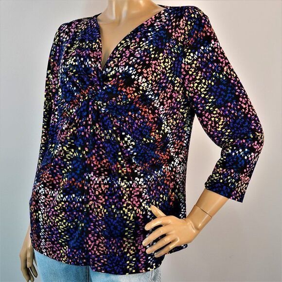 Liz Claiborne Mosaic Stretch Blouse - Picture 1 of 6